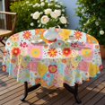thumbnail image 4 of Pioneer Flower Floral Print Pattern Round Tablecloth 60 X 60 Inch, Wrinkle Resistant Wipeable Table Cloth for Kitchen Dining Picnic Patio Party, 4 of 6