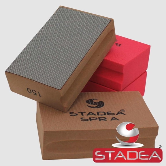 Stadea Diamond Hand Polishing Pad Blocks for Marble Glass Concrete Granite Quartz Polishing Grit 150 - Pack of 4