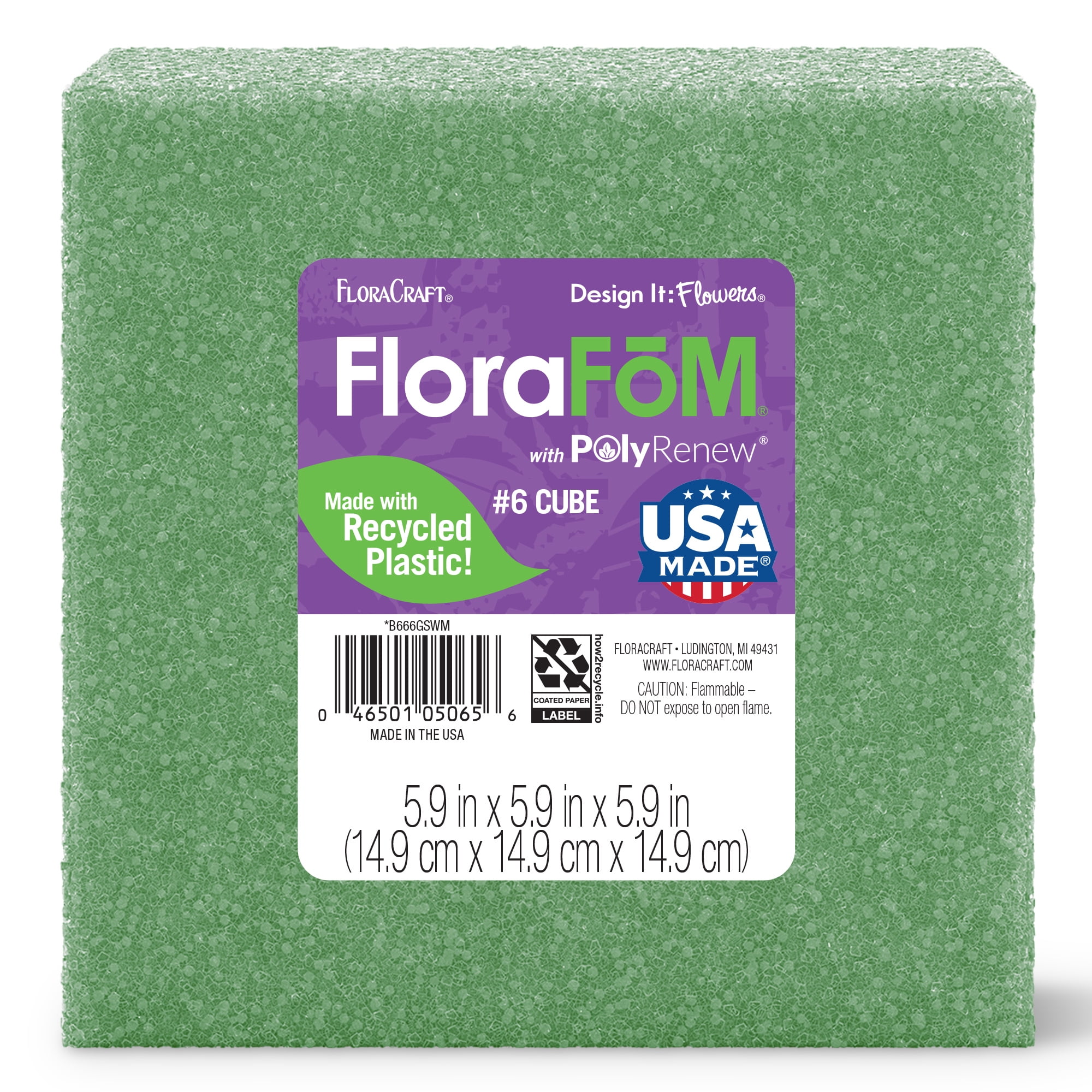 FloraCraft FloraFM Foam Cube 5.9 inch x 5.9 inch 5.9 inch Green