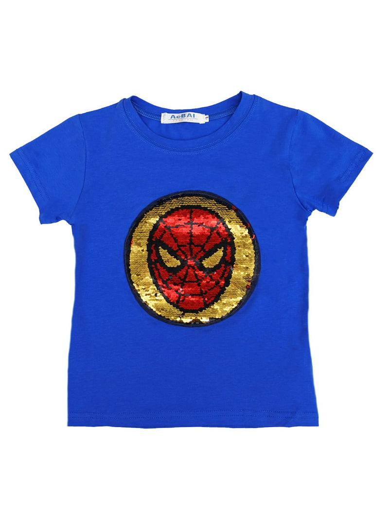 plátano Contribuyente fácil de lastimarse Wenchoice Blue Flip Sequins Spiderman T Shirt Boy'S Xs(0-12M) - Walmart.com