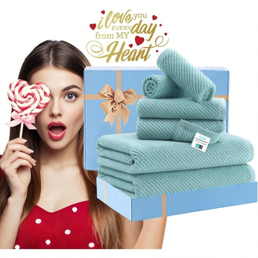 Towels for Bathroom 100 Cotton Lightweight Thick Soft Quick Dry Towels Bath Towel Set of 6 Large 2 Bath 30x56 2 Hand 18x28 2 Washcloths 13x13 Luxury Shower Towel Set Aqua Teal