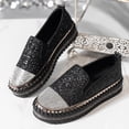 thumbnail image 6 of Women's Fashion Rhinestone Slip On Sneakers Comfortable Non Slip Walking Shoes Glitter Platform Loafers Black Size 9.5, 6 of 7