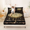 thumbnail image 3 of Manfei Camo Football US Flag Bed Sheets, Drip Sports Full Size Sheets, Brown Black, Black Reversible 4-Piece (1 Flat Sheet, 1 Fitted Sheet and 2 Pillowcases), 3 of 6