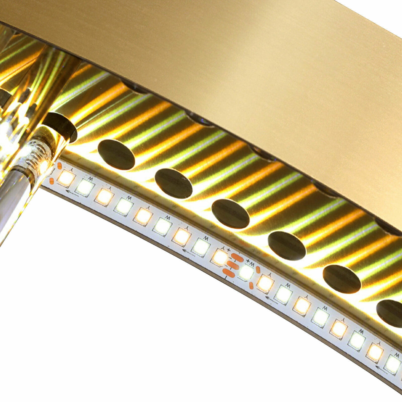 Miumaeov 23.6'' Modern Crystal LED Chandelier Ceiling Light Pendant Lamp 3-Color Living Dining Room Lighting Fixture
