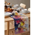 thumbnail image 6 of Ldtrchee Colorful Spring Floral Table Runner 72 Inches, Oil Painting Summer Botanical Bed Runner Dresser Scarves Tabletop for Indoor Outdoor Parties/Ceremony/Banquet, 18" x 72", 6 of 8