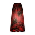 thumbnail image 4 of WFJCJPAF 2024 New Halloween Clearance! Skirt for Women Sexy,Women's Printed Elastic Waistband Pleated Pocket Skirt With Mid Calf Skirt - Red XL, 4 of 5