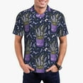 thumbnail image 3 of Balery Lavender Flowers Printed Men’s Short Sleeve Polo Shirt, Midweight Men's Shirt,Golf Polo shirts -X-Large, 3 of 9