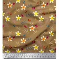Soimoi Rayon Fabric Leaves,Butterfly & Plumeria Floral Print Fabric by The Yard 42 Inch Wide