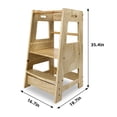 thumbnail image 6 of Fionafurn Kids Wooden Step Stool with Safety Rail, Adjustable Height Standing Tower Learning Stool for Kitchen Counter (Natural), 6 of 8