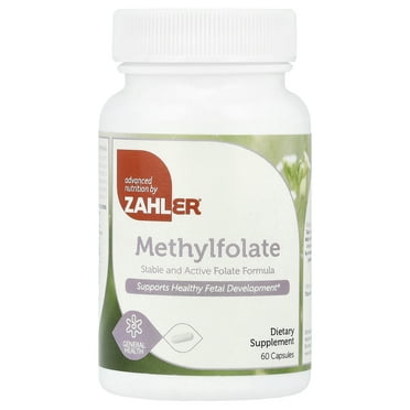 Zahler Methyl Folate (Quatrefolic Acid), 100MCG, Supports Healthy Fetal Development, Certified Kosher, 60 Capsules