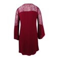 thumbnail image 2 of Thalia Sodi Women's Lace Illusion Shift Dress (L, Napa Wine), 2 of 2