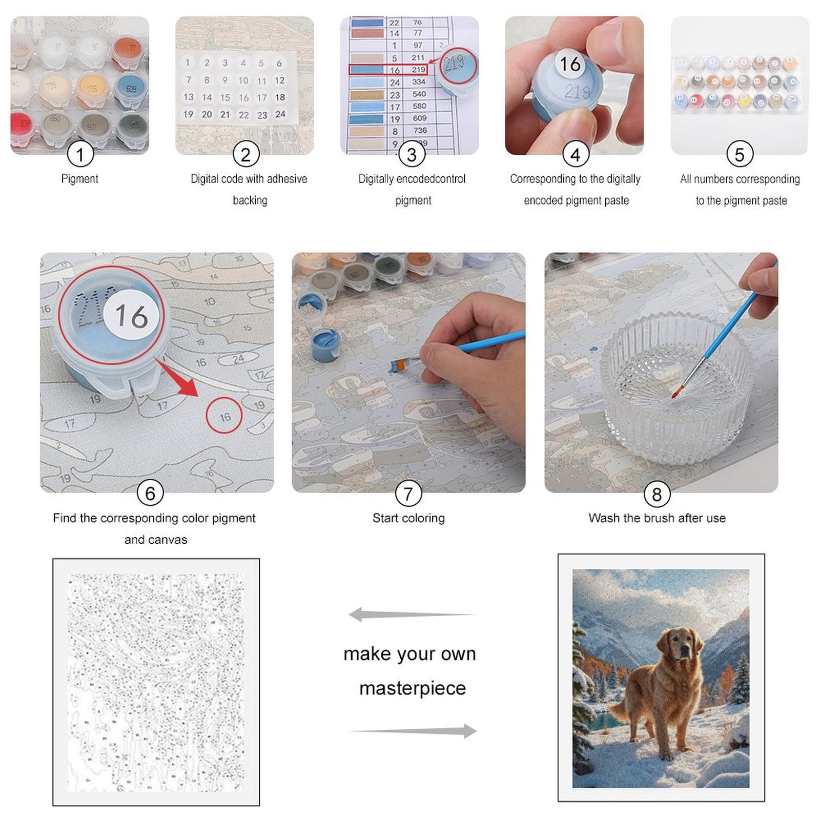 Paint by Numbers Kit for Adults, Golden Retriever Snowy Mountain Landscape Paint by Numbers, Easy Paint by Numbers Kit for Adults Beginner, DIY Adult Paint by Number Kits on Canvas, Home Decor