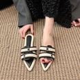 thumbnail image 2 of Women's Slippers Slide on Sandals, Fashionable Comfortable House Shoes with Color-Blocked Wrap Strap, Lightweight Pointed Toe Low Heel Easy Slip on for Spring Summer, Plus Size Available, 2 of 9