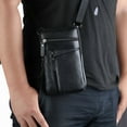 thumbnail image 3 of Men Leather Cell Phone Loop Belt Bag Waist Holster Pack Shoulder Pouch Crossbody, 3 of 6