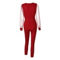 thumbnail image 5 of Aloohaidyvio Women's Elegant Long Sleeve Jumpsuit Casual Straight Trousers Business Romper Formal Jumpsuit Red S, 5 of 5
