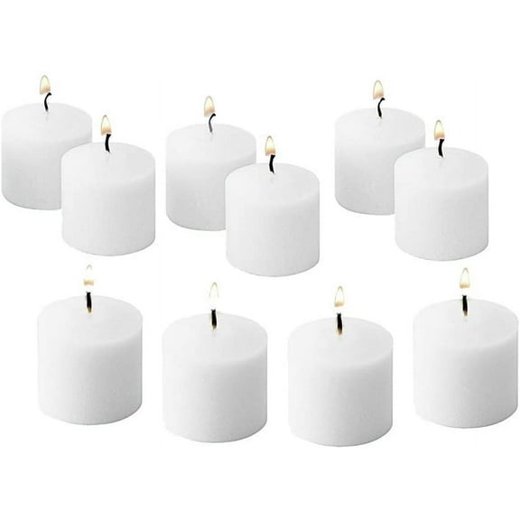 D'Light Online Paraffin Wax Votive Candle, Unscented, White, 12 Pack