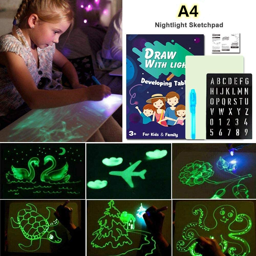 Magic Draw With Light Luminous Drawing Tablet Board Educational Toy Set Children 