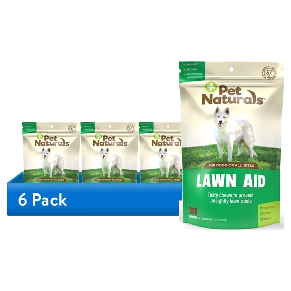(6 pack) Pet Naturals Lawn Aid Digestive Health Yucca Supplement Chews for Dogs, Chicken Liver, 60 Count Bag