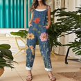 thumbnail image 5 of Iaqnaocc Jumpsuits for Women Casual Sleeveless Spaghetti Strap Rompers Boho Vintage Floral Print Wide Leg Jumpsuits Overalls for Women Dressy Trendy Outfits Clothes Light pink M, 5 of 7