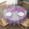 thumbnail image 3 of Purple Floral and Petal Pattern Round Tablecloth 60"x60",Wrinkle Wipeable Table Cloth for Kitchen Dining Room Picnic Patio Party, 3 of 6