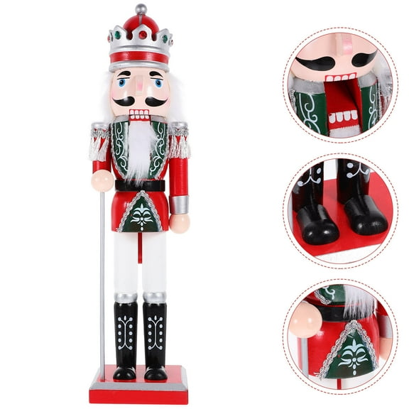 NIYANGLE Holiday Nutcrackers Nutcracker Statue Red Wood 1Pack
