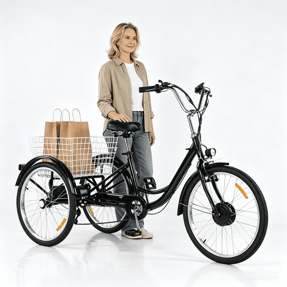 Electric Tricycle for Adults, 700W Brushless Motor, 24 Inch 3 Wheel Trike, 36V 13AH Battery, Up to 40 Miles with Cargo Basket