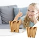 thumbnail image 1 of Lata de ahorro de madera con letras en inglés y cristal transparente., 1 of 6