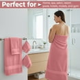thumbnail image 6 of KAHAF COLLECTION 6 Piece Towel Set Pink – 100% Ringspun Cotton Soft & Highly Absorbent – Includes 2 Bath Towels, 2 Hand Towels & 2 Washcloths – Quick Dry, Durable, and Luxurious Bathroom Ess, 6 of 7