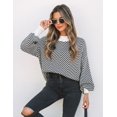 thumbnail image 6 of Women's 2026 Fall Fashion Turtleneck Long Sleeve Striped Ribbed Knit Loose Pullover Sweater Tops, 6 of 17
