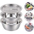 thumbnail image 1 of Cuenco multifuncional de acero inoxidable, juego de colador de acero inoxidable, 3 piezas, colador de cocina, multifuncional, grande, de malla fina, cesta de acero inoxidable,, 1 of 4