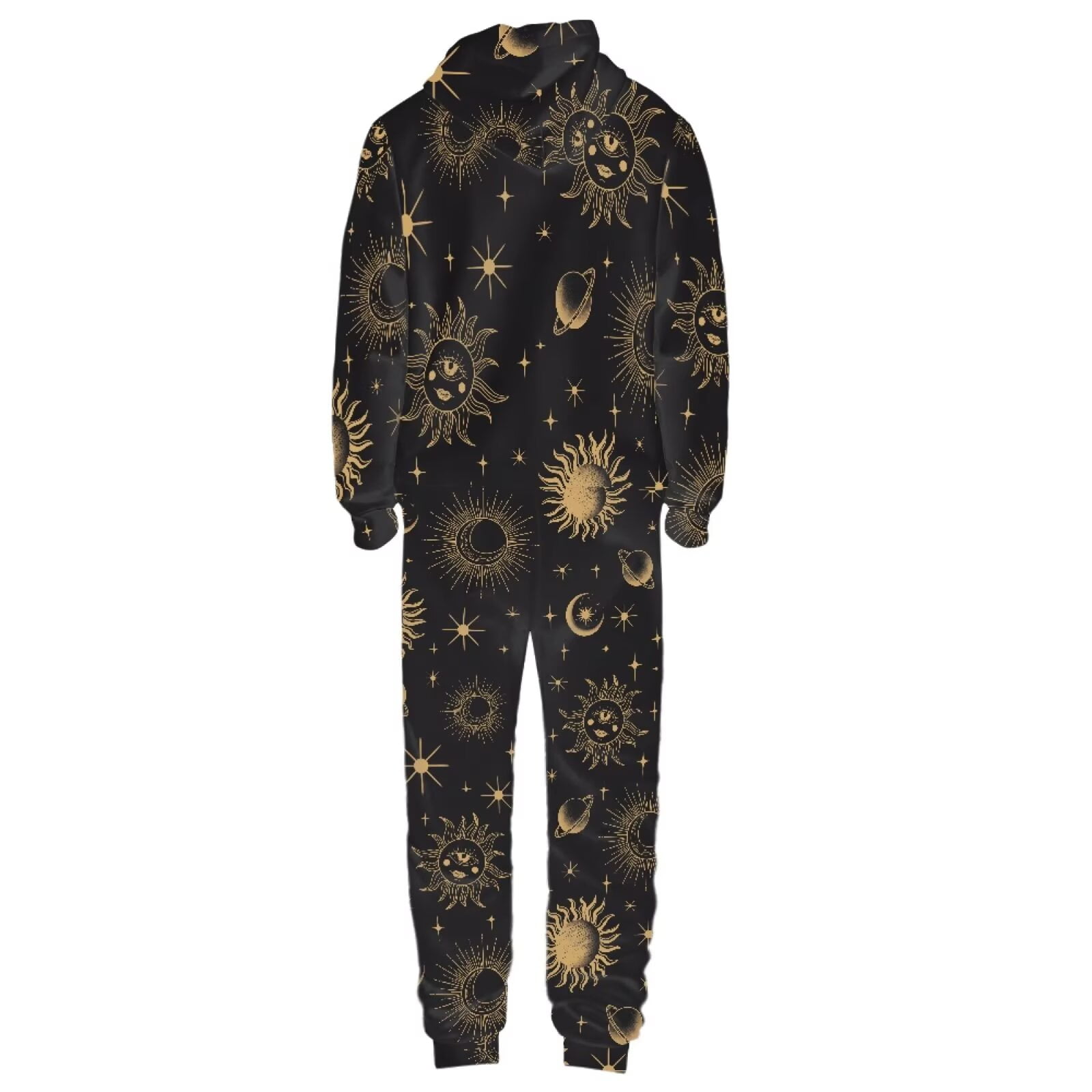 POLERO Halloween Theme Skull&Sun Print One Piece Pajames with Pocket Zipper Onesie Sleepsuit for Men Women, Size 4XL