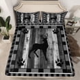 thumbnail image 3 of Homewish Rustic Moose Deer Twin Sheet Sets for Adult, Grey Wooden Plank Twin Fitted Sheet, Vintage Checkered Buffalo Flat Sheet, Breathable Home Decor, 3-Piece, 3 of 8