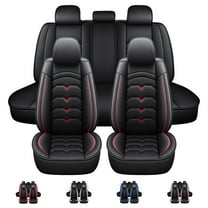 For Subaru 5-Seats Car Seat Covers, Waterproof Front Rear Full Set Leather Cushion Protector for Impreza Legacy Outback Ascent Crosstrek WRX STI, Black