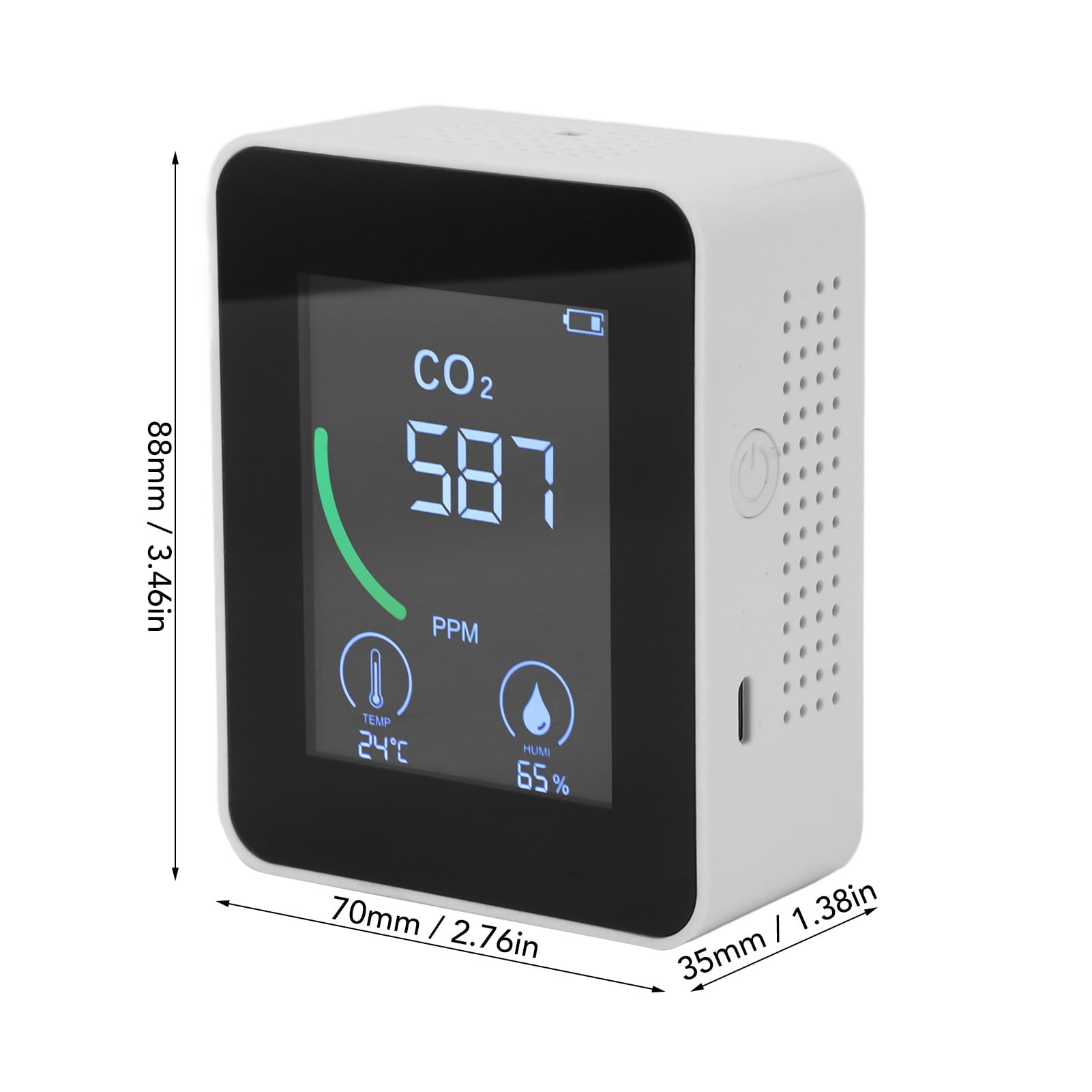 Suodoka Air Quality Meter 3-in-1 Infrared NDIR CO2 Monitor Temperature & Humidity Tester for Home & Office, Accurate Indoor Gas Detector (5.9 inches / 15 cm, White)