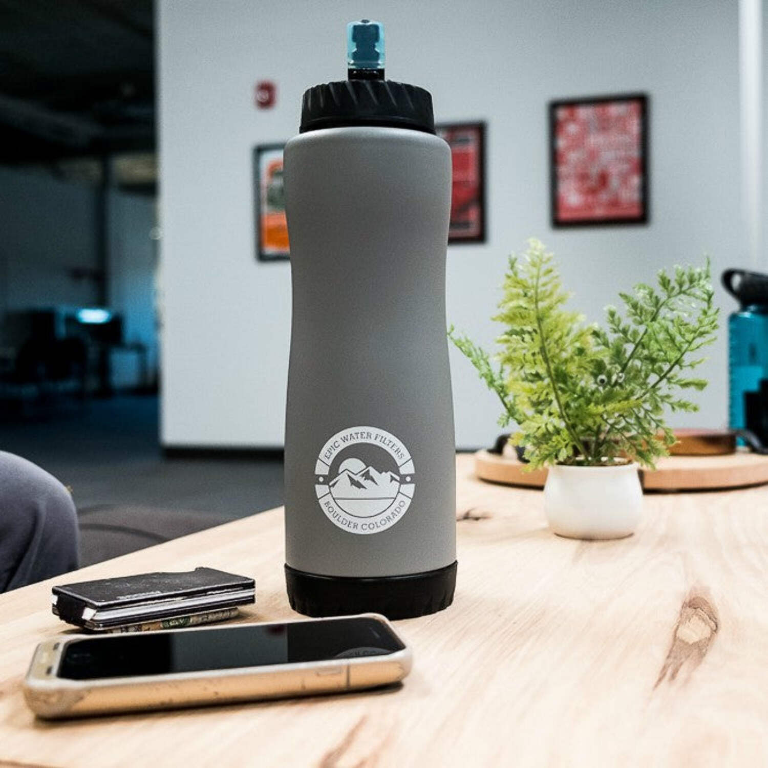 Epic Water Filters Vostok Stainless Steel Insulated Water Bottle and 75 Gallon Filter - Removes 99.99% of Water Impurities, 34oz, White