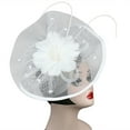 thumbnail image 4 of IDALL Fascinators Hats Tea Party Hats Women Girl Fascinators Hair Clip Hairpin Hat Feather Cocktail Wedding Tea Party Party Hats Fascinator Headband White One Size, 4 of 9