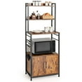 thumbnail image 1 of Costway 4-Tier Industrial Kitchen Bakers Rack Microwave Oven Stand w/ Hooks & Cabinet, 1 of 10