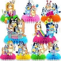 Raveparty Blue Cartoon Dog Birthday Party Decorations Set, 9Pcs Blue Cartoon Dog Themed Honeycomb Centerpiece 3D Table Toppers Party Decorations for Kids Birthday Party Supplies