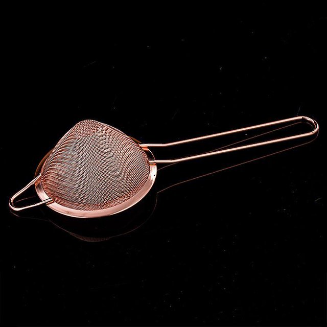 Colador de barra dorado, colador de barra de malla fina con mango liso, colador fino para cócteles, colador cónico de té dorado, oro rosa