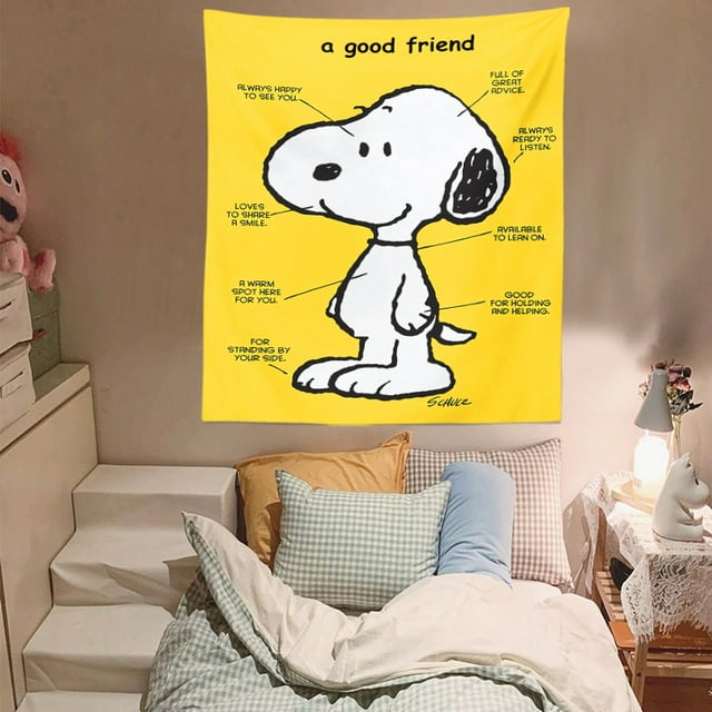Tapiz para colgar en la pared, decoración artística, anime de Snoopys