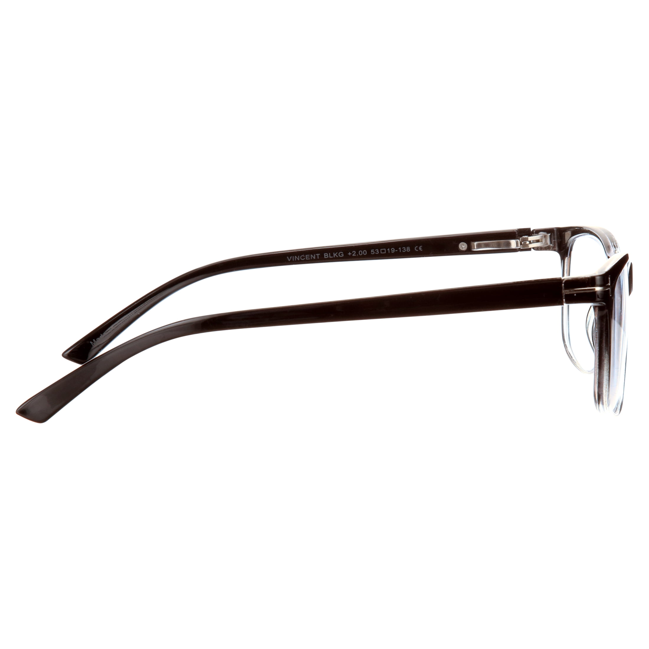 M+ Readers Vincent Black Blue Light Glasses +2.00 with Case