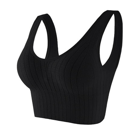 

Medcursor Women Wide Shoulder Bottom Vest Soild Color U Shaped Beauty Strap Chest Pad Detachable Bra