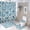 style-224, variant on Blue And White Squares, Triangles, And Diamonds 4 Pcs Shower Curtain Set with Non-Slip Rugs Toilet Lid Cover And Bath Mat Traditional Textures Waterproof Durable Bathroom Decor Shower