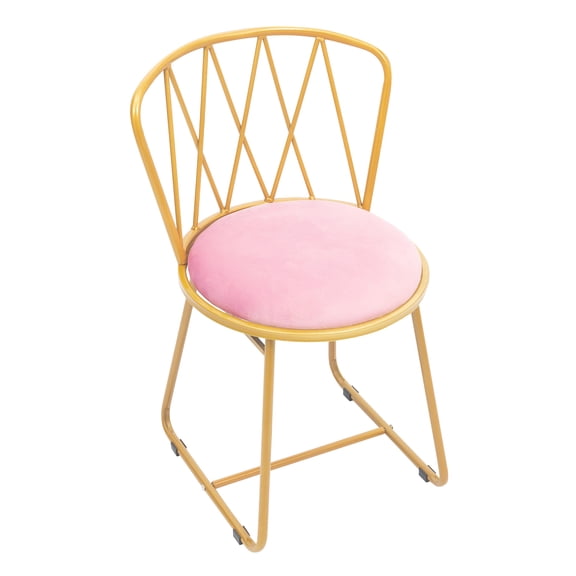 DUYIWAA Makeup Vanity Chair Bedrooom Pink Makeup Chair Dining Chair Stool with Backrest & Soft Cushion