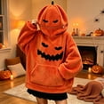 thumbnail image 7 of AHMOMEI Halloween Hoodies 3D Pumpkin Full Zip Front Hood Fluffy Unisex Pumpkin Hoodie with 3D Hood & Kangaroo Pocket Y2k Orange Sweatshirt for Halloween Party Daily Wear L, 7 of 7
