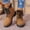 Brown, variant on Women's Ankle Boots Lace up, Flat Fashion Combat Booties Low Heel Gray 9(42)