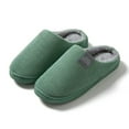 thumbnail image 2 of Gvdentm Womans Slippers Solid Color Slippers Comfort Slip on Indoor Outdoor House Shoes Warm Slippers for Men(Green,7), 2 of 4