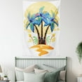thumbnail image 4 of Palm Tree Tapestry, Colorful Cartoon Tropical Island with Hawaiian Palm Trees Torch Seagulls Sunset, Wall Hanging for Bedroom Living Room Dorm Decor, 60W X 80L Inches, Blue Orange, by Ambesonne, 4 of 5