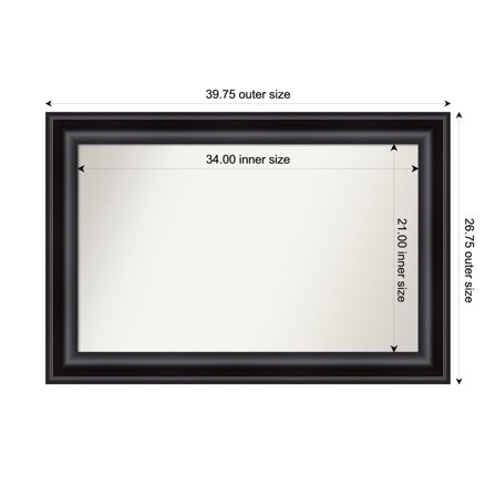 Amanti Art Custom Framed Wall and Bathroom Mirror (26.75 x 39.75 in.), Grand Black Frame