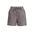 thumbnail image 7 of Riecok Board Shorts Women Summer Elastic Waist Drawstring Linen Shorts Striped Running Beach Clothes with Pocket, 7 of 7